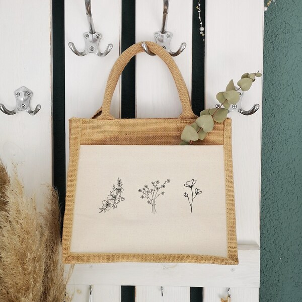 Jute bag| flowers| Shopping bag| Gift