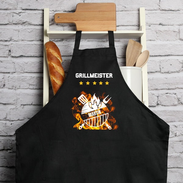 Kochschürze Mann| Grillschürze| Backschürze| Schürze| personalisiert mit Namen| Grillmeister