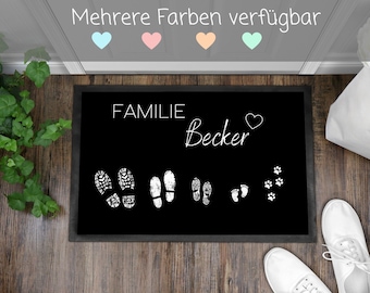 Fußmatte | personalisierbar mit Familiennamen| Fußabdrücke | Indoor