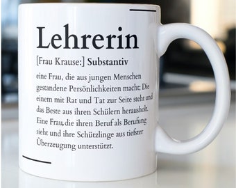 Tasse für die Lehrerin Definition Synonym Geschenk| personalisierbar mit Namen