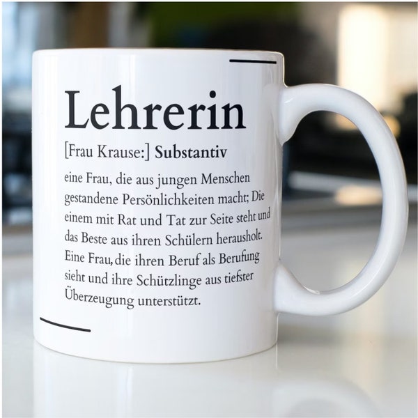 Tasse für die Lehrerin Definition Synonym Geschenk| personalisierbar mit Namen