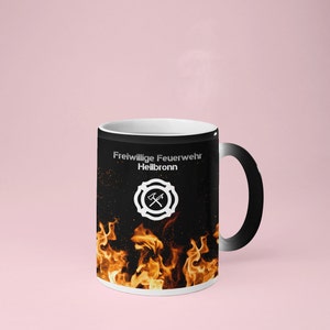 Taza mágica personalizada para los bomberos voluntarios, bomberos | Taza de café con nombre | Idea de regalo | Impreso individualmente