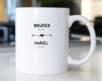 Tasse für werdenden Onkel| Geschenk zur Geburt für den Bruder| mit individuellem Geburtsdatum