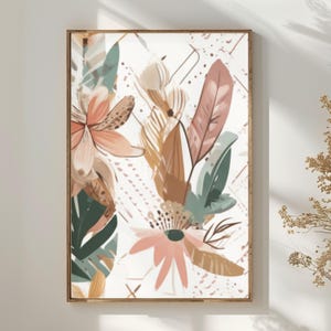 Poster da parete Boho con illustrazione botanica astratta | Decorazione da parete per camera da letto, soggiorno, corridoio | Arte da parete moderna - Prodotto digitale