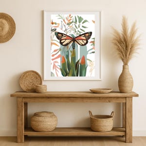 Decorazione boho con illustrazione di farfalla | Decorazione murale per camera da letto, soggiorno e corridoio | Quadro moderno senza cornice