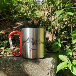 Mug personnalisé en acier inoxydable avec motif montagne Cadeau Randonnée Alpinisme Mousqueton Tasse de nom image 5