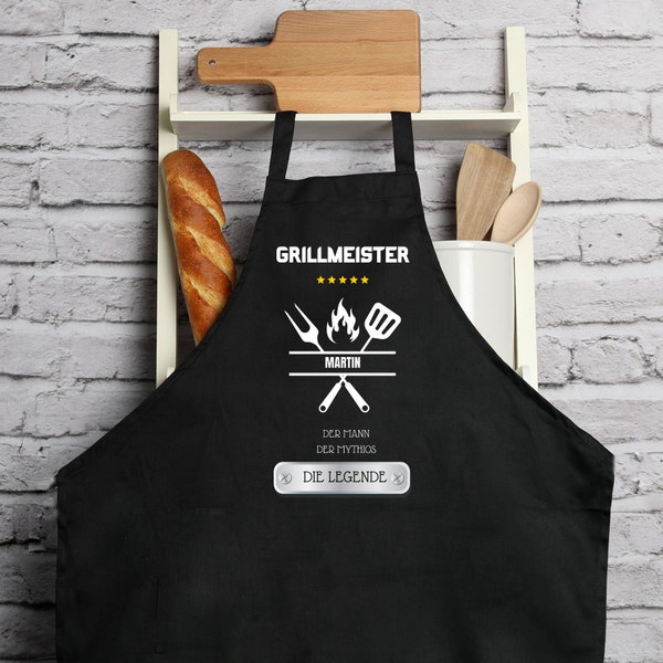 Kochschürze Mann| Grillschürze| Backschürze| Schürze| personalisiert mit Namen| Grillmeister| Legende