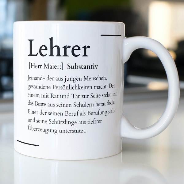 Tasse für den Lehrer Definition Synonym Geschenk| personalisierbar mit Namen