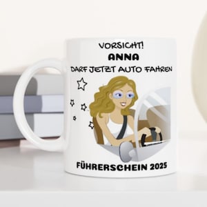 Mok als cadeau voor een rijbewijs | Grappige mok voor rijbewijs, personaliseerbaar met naam | Idee voor een rijbewijscadeau
