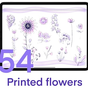Procreate flower stamp brush, printed flower, floral brushes