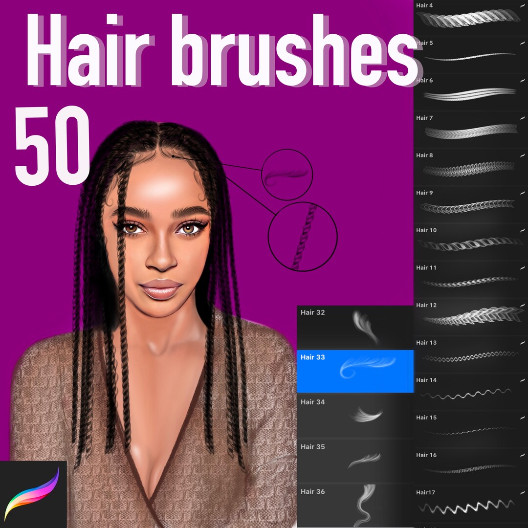 Procreate Hair Brushes, Procreate Curly Hair, Procreate Wavy Hair