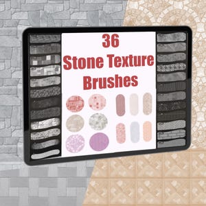 36 Procreate Stone Texture Brushes – Tile, Marble, Parquet (Digital File)