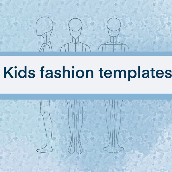 Kids fashion figure templates, technical drawing templates