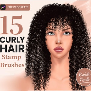 15 spazzole per capelli ricci Procreate / Set di spazzole per capelli ricci realistici e testurizzati
