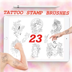 Procreate stamp brushes tattoo art