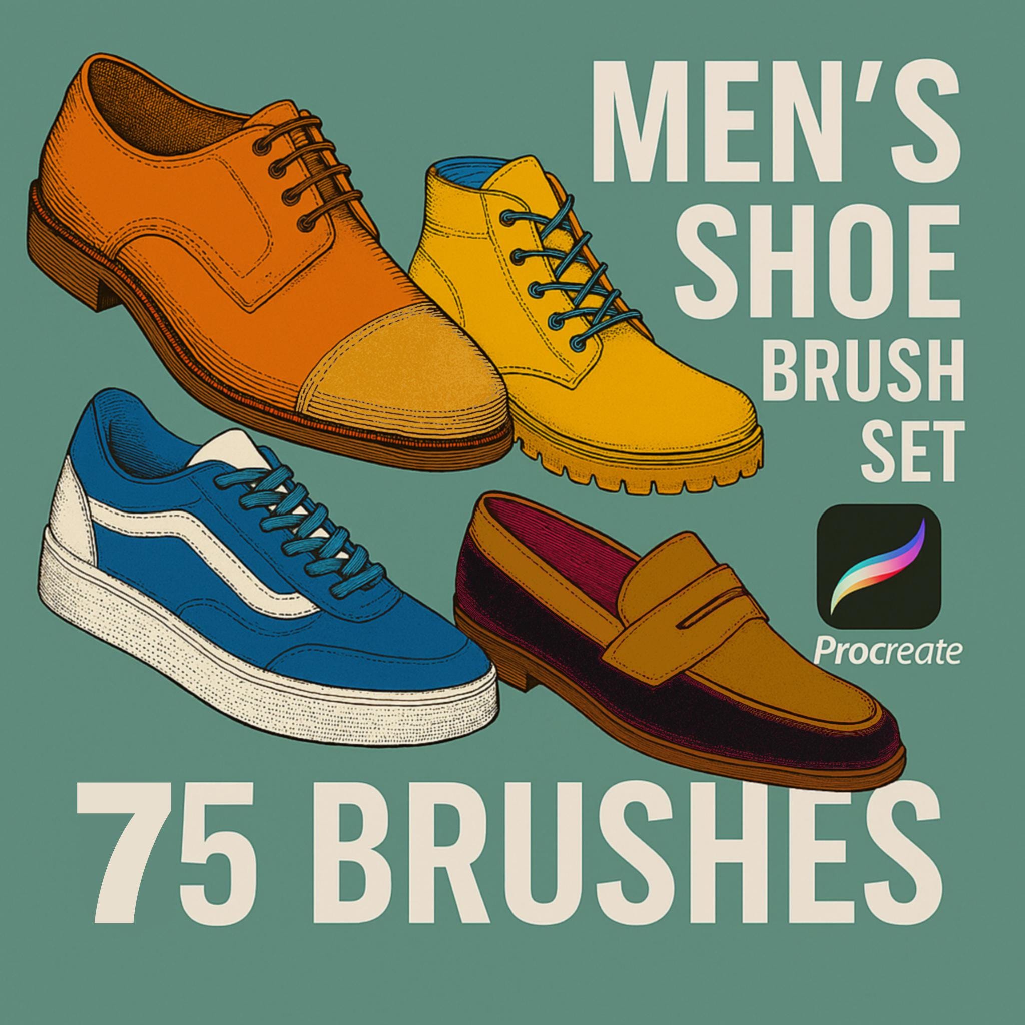 Men’s Shoe Procreate Brush Set | Sneakers, Boots, Sandals & More