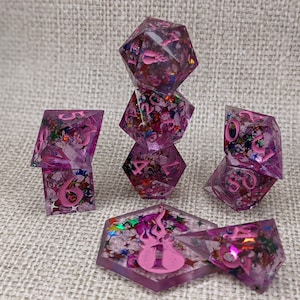Pinkie Sky - Handmade 9 piece RPG Sharp Edge Dice Set