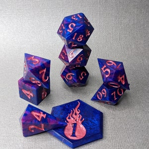 Cosmic Cotton Candy - Handmade 9 piece RPG Sharp Edge Dice Set
