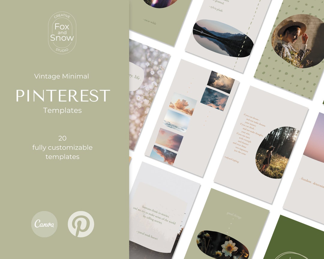 Pinterest Vorlagen Minimal Vintage Canva Templates Pin Engaging ...