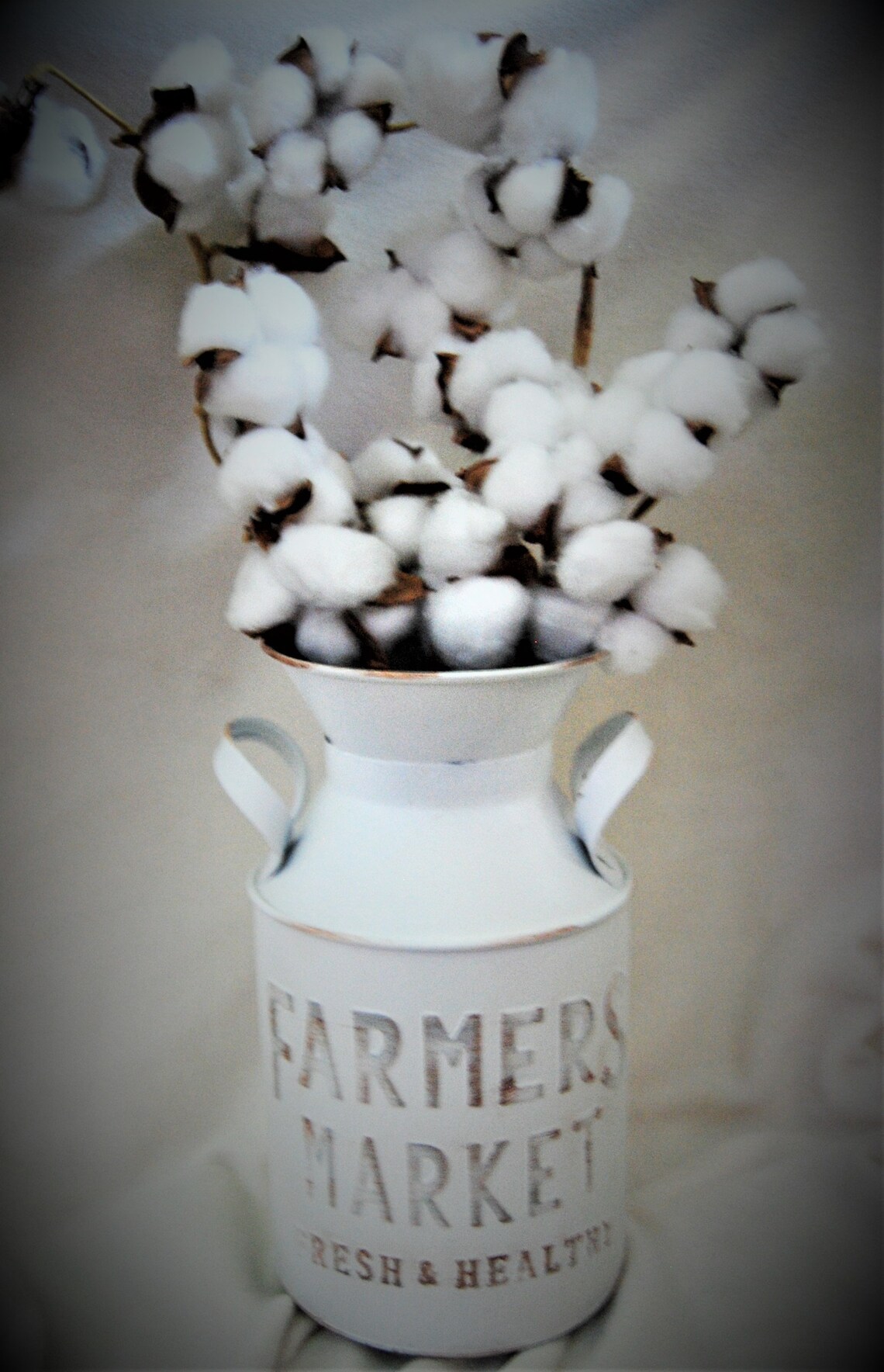 Vintage Milk Can Vase with Cotton Branches Etsy