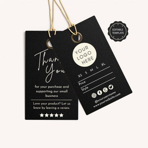 Clothing Hang Tag Template, Editable Product Tag, Boutique Hand Tag Label, Retail Tag, Modern Minimalist Clothing Tag Canva Template