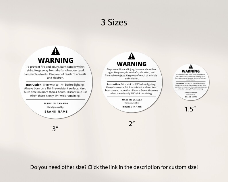Printable Candle Warning Sticker, Wax Melt Warning Labels, DIY Candle ...