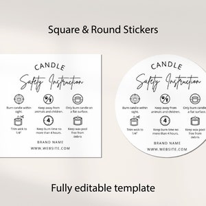 Printable Candle Warning Sticker, Wax Melt Warning Labels, DIY Candle ...
