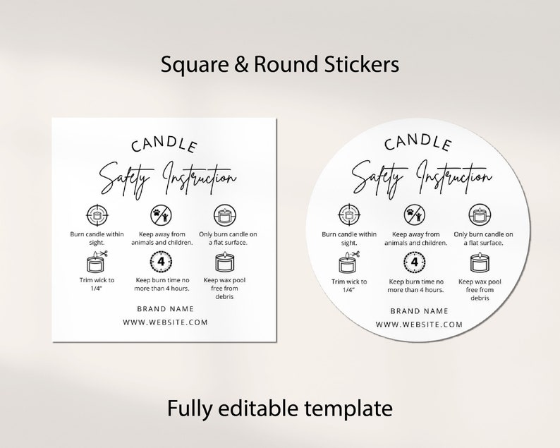 Printable Candle Warning Sticker, Wax Melt Warning Labels, DIY Candle ...