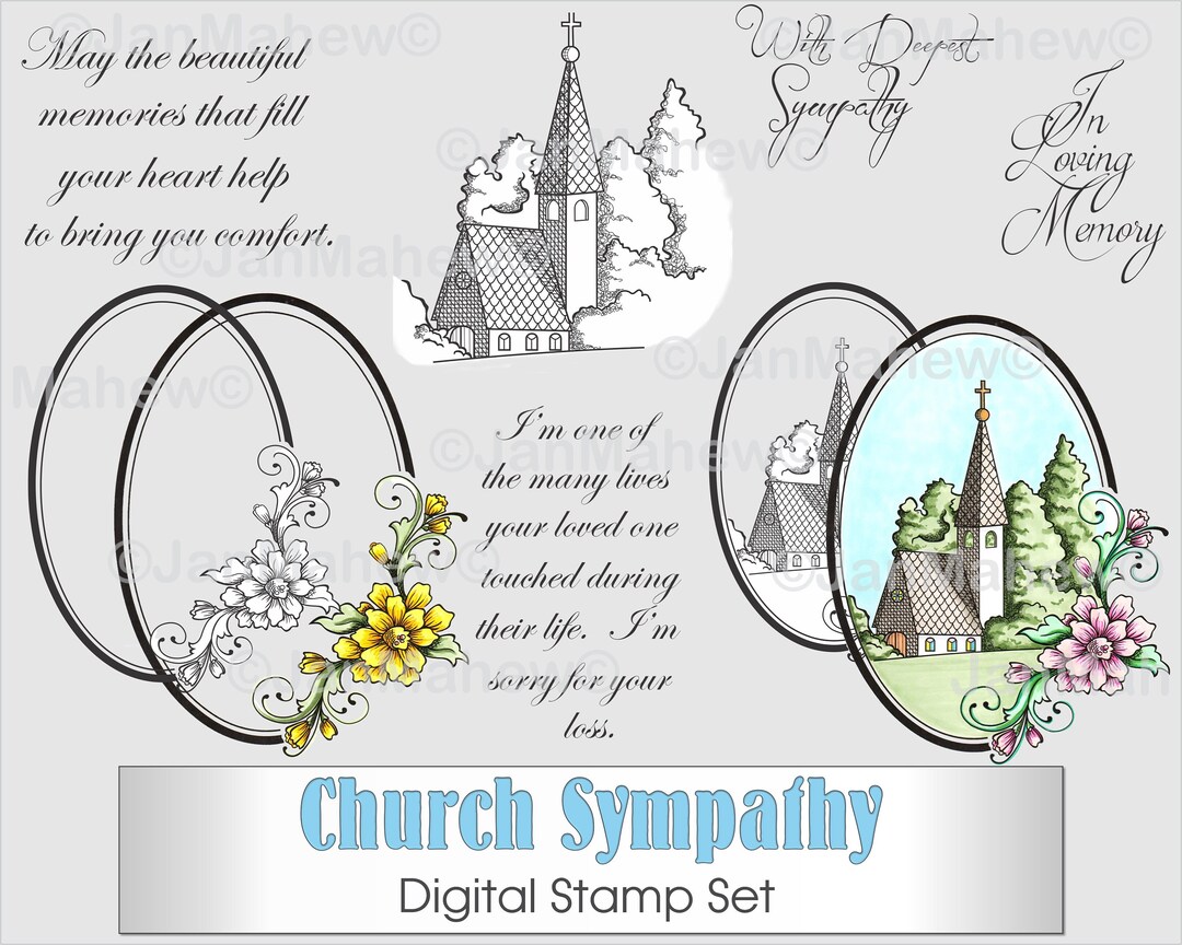 Church Sympathy Digital Stamp Set Instant Digital Download - Etsy