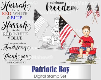 Patriotic Boy Digital Stamp Set- Instant Digital Download