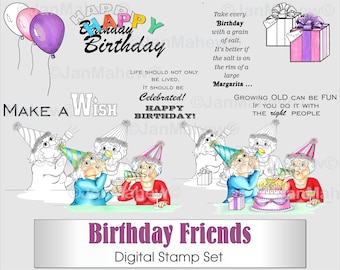Birthday Friends Digital Stamp Set- Instant Digital Download