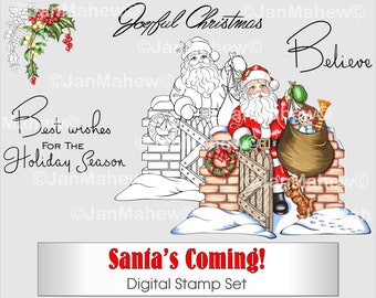 Santa's Coming! Digital Stamp Set- Instant Digital Download