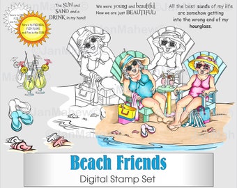 Beach Friends Digital Stamp Set- Instant Digital Download