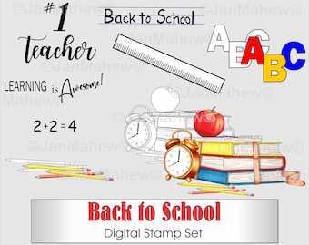 Back to School Digital Stamp Set- Instant Digital Download