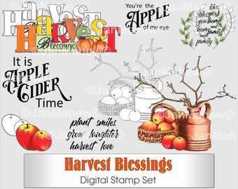 Harvest Blessings Digital Stamp Set - Téléchargement numérique instantané