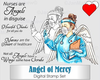 Angel of Mercy Digital Stamp Set- Instant Digital Download