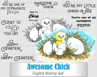 Awesome Chick Digital Stamp Set- Instant Digital Download