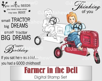 Farmer in the Dell Digital Stamp Set- Instant Digital Download