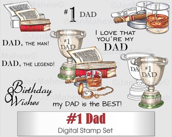 1#1 Dad Digital Stamp Set- Instant Digital Download