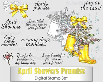 April Showers Promise Digital Stamp Set- Instant Digital Download
