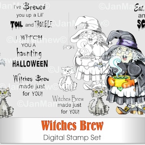 Witches Brew Digital Stamp Set- Instant Digital Download