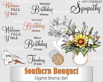 Southern Bouquet Digital Stamp Set- Instant Digital Download