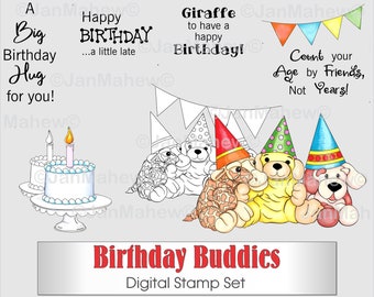 Birthday Buddies Digital Stamp Set- Instant Digital Download