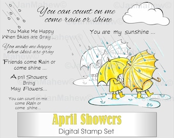 April Showers Digital Stamp Set- Instant Digital Download