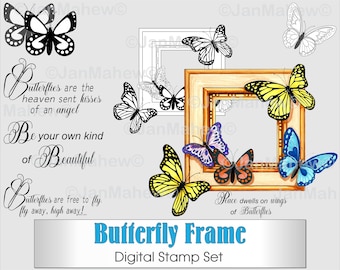 Butterfly Frame Digital Stamp Set- Instant Digital Download