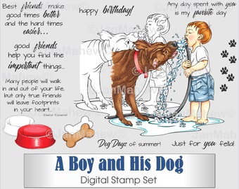 A Boy and His Dog Digital Stamp Set- Instant Digital Download