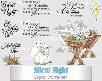 Silent Night Digital Stamp Set- Instant Digital Download