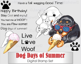 Dog Days of Summer Digital Stamp Set - Téléchargement numérique instantané