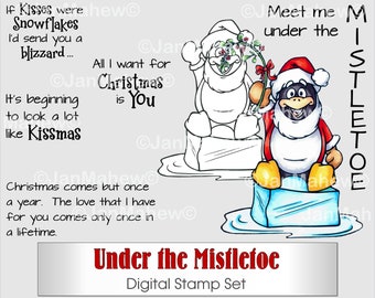 Under the Mistletoe Digital Stamp Set- Instant Digital Download