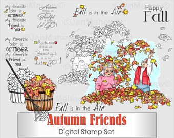 Autumn Friends Digital Stamp Set- Instant Digital Download